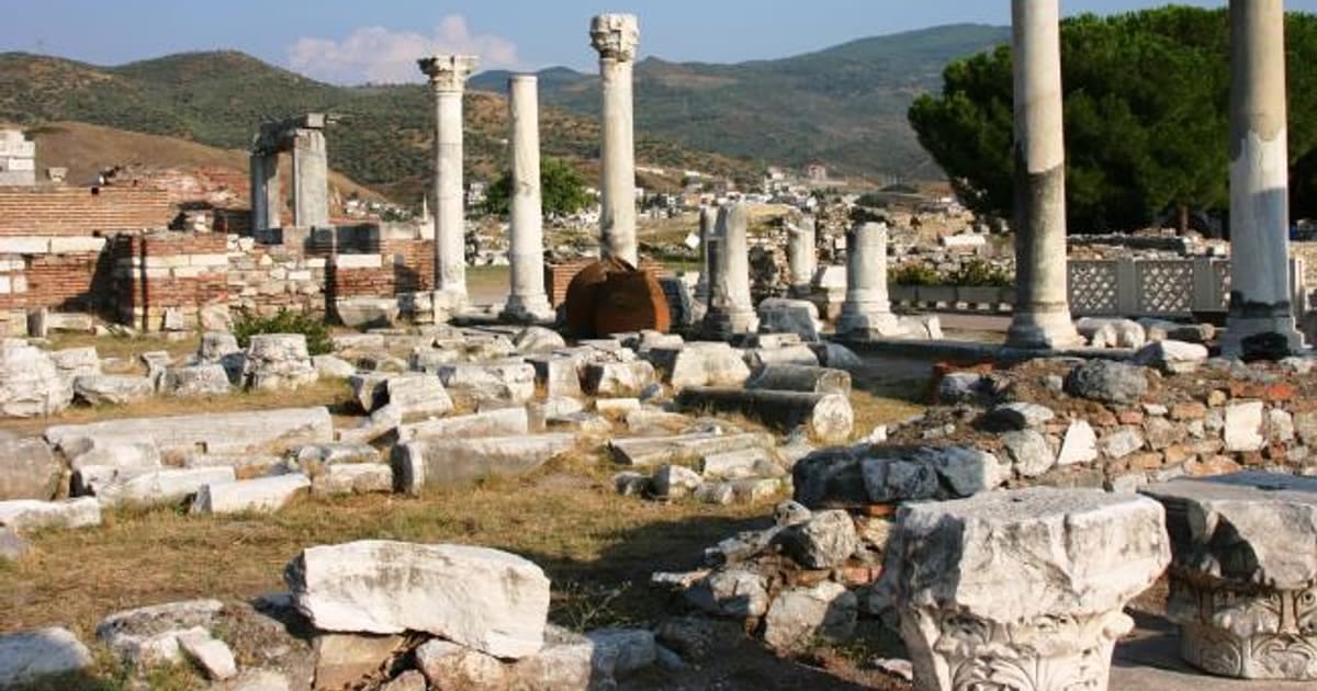 The restored columns of the Basilica of Saint John in Selçuk, Turkey