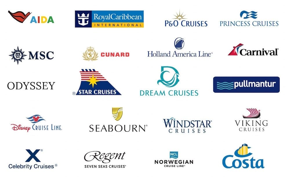Logos of the cruise lines whose guests we guide at Ephesus, including Royal Caribbean, MSC, Celebrity, Princess, Viking, Cunard, Holland America and Costa