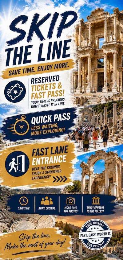 Skip the line at Ephesus — reserved tickets and fast pass, quick pass for less waiting, fast lane entrance to beat the crowds