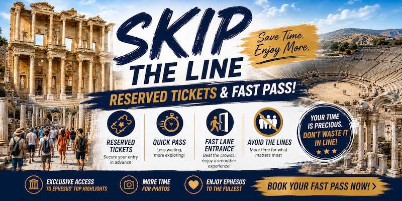 Skip the line at Ephesus with reserved tickets and a fast pass — quick pass, fast lane entrance and no queueing at the gate